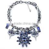 Women Fashion Crystal Gem Stone Flowers Pendant Chain Necklace thumbnail-5