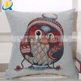 Fancy Owl Design Backrest Embroidery Pillow Cover