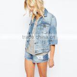 Wholesale Women's Fashion Hip Hop Jacket Denim Jacket Half Sleeve thumbnail-3