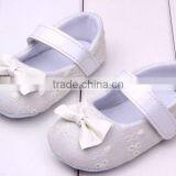 100% Cotton White Baby Shoe With White Bow Wholesale Kids Shoes Infant Walking Shoes Baby Walker thumbnail-1