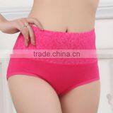 Factory OEM Plain Solid Color 95%Cotton 5%Elastane Embroidery Logo Design High Quality Elastic Band High Waist Women Underwear thumbnail-2