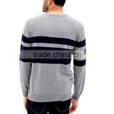 Crew Neck Preppy Style Contrast Striped Cotton Pullover Mens Latest Sweater Design thumbnail-4
