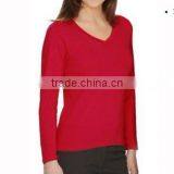 Ladies Long Sleeve 'V' Neck Stretch Tee ,custom Logo Lady Long Sleeve T-shirt thumbnail-1