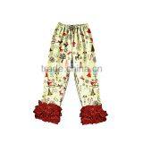 Wholesale Giggle Moon Latest Design Fall Winter Children Christmas Girls Cotton Triple Ruffle Pants thumbnail-4
