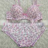 Lovely Flower Printed Hot Sale Sexy Ladies Fancy Bra Panty Set thumbnail-1