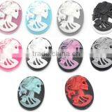 Mixed Resin Halloween Skull Pattern Oval Cameo Embellishment Findings 25x18mm0 thumbnail-1