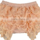 Light orange baby gilr lace bloomers short diaper covers wholesale baby bloomer