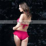 Fashion Mature Women Sexy Hot Pink Lace One Piece Swimwear Monikini thumbnail-4