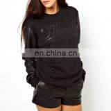 CHEFON Women Leather Sleeve Sweatshirt CAH0033 thumbnail-2