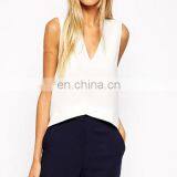 Asymmetric Hem White Chiffon Girls Fancy Top in Sleeveless thumbnail-1