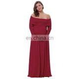 Kate Kasin Sexy Womens Maternity Long Sleeve Off Shoulder Long Maxi Dress Wine Red Maternity Dress KK000677-1 thumbnail-1