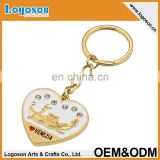 top quality custom design souvenir keychain heart with diamond