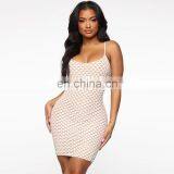 Women's Sling Round Collar Hollow Mesh Gauze Contrasting Wholesale Casual Explosive Slim Dresses thumbnail-3