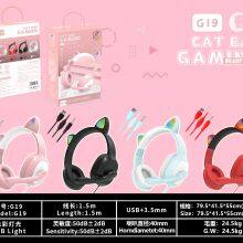 G19 Pink Cat Ear Cute Girl Gaming Headset With Mic Noise Reduction Foldable Stereo Music Helmet RGB Flash Wired Headphone thumbnail-5
