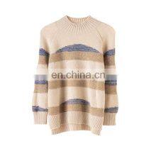 Women Oversized O Neck Designer Jacquard Raglan Sleeves Thick Cashmere Sweater thumbnail-1
