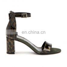 Ladies Fancy Design High Heel Patent Leather Sandals Shoes Women Covered Heel Shoe thumbnail-1