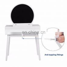 Modern Design Cheap White Simple Wooden Makeup Mirrored Dressing Table With Mirror And Drawers thumbnail-3