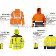 Fluorescence Yellow Orange 300D Polyester PU coat Industrial worker safety rainwear safety clothing