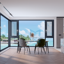 Aluminum Casement Window Thermal Broken Impact Resistant Double Glazed Tempered Glass Swing Windows thumbnail-4