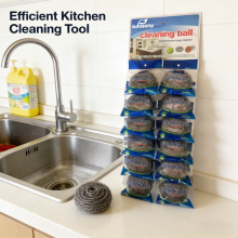 Factory Custom Ss410 Scourer 12pcs in Card Rust-proof and Durable Stainlss Steel Scourer Ball thumbnail-2