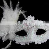 High quality beautiful half face artificial fabric rose flower party feather mask