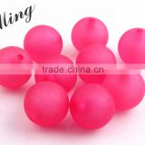 Hotpink Color Chunky Acrylic Round Plastic Frost Beads in Beads ,10mm to 20mm Loose Beads for Kids Necklace Bracelet Jewelry