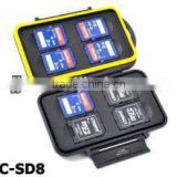 JJC MC-SD8 Rugged Water-resistant Plastic Memory Card Case (8x SD / SDHC / SDXC memory Cards)