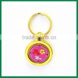 Round Flower Screen Printed With Glitter Filled in Key Chain thumbnail-2