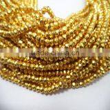 NATURAL GOLDEN PYRITE 3-4MM ROUNDEL FACETED LOOSE BEADS STRAND thumbnail-5