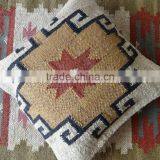 Indian Kilim Cushion Cover 18X18 Pillows Boho Ethnic Shams Jute Pillow Cases thumbnail-3