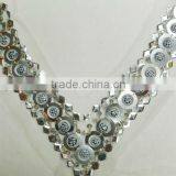 Square beads motifs,dress neckline,lace trims,shirt patch, diamond lace embroidered neck design