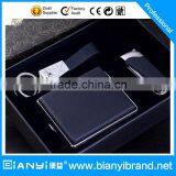Mirror With Leather Cover Box With Multiple Knife and Keychain With Chrome Plated Gift Set thumbnail-1