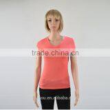 2016 Women's V Neck Pure Color Fitness T-shirts thumbnail-5