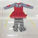 Thanksgiving Costume Western Dress for Little Girl Stripe Top and Pants 2 Pcs Pockets Fall Outfit thumbnail-5