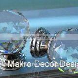 Modern european throne shape crystal cabinet knob 30mm on brass base