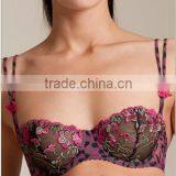 High Quality Fancy Ladies Underwear Unpadded Embroidery Lace Bra thumbnail-1