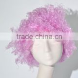 Crazy explosion pink afro curls wigs football fans wig N347