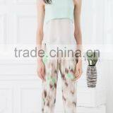 NEW ARRIVAL Summer Tank Top 2016 Green and White See Through Shirt for Woman Chiffon Fabric Cheap Price thumbnail-1