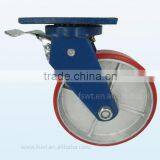 10 Inch PU Swivel Hardware Heavy Duty Caster With Brake thumbnail-1