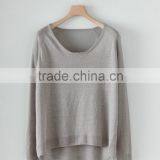 15JWL0225 Woman Linen Summer Wear Crew Neck Jumpers