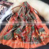 2017flower Top Quality 100% Silk Habotai Printed Square Scarf thumbnail-5