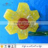 Hand Made Murano Glass AMBER ORANGE Colored 6 LEAF Flower With Twisted Stem China thumbnail-1