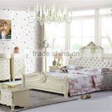 Contemporary Timber Bed,Korea Girl's Bedroom Furniture Bed Wood Frame,Light Violet Design Bedroom Set Furniture, thumbnail-1