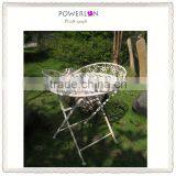 Antique White Metal Flower Table thumbnail-1