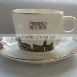 250ml Golden Printing Porcelain Mug , Golden Porcelain Saucer, Golden Printing Porcelain Bowl ,golden Printing Spoon thumbnail-3