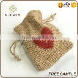 High Quality Heart Pattern Personalised Jute Bag thumbnail-1