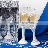 New & Hot Sale Butterfly Decorated Polyresin Crafts Champagne Glass thumbnail-1