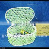 Green Pearl and Creamywhite Iron Frame Storage Home Decorative Box With Lid thumbnail-1