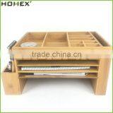 Bamboo Desktop Organizer Office Supply Organizer Caddy Homex-BSCI Factory thumbnail-1