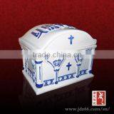 Blue and White Porcelain High Quality Hand Painted Ceramic Funeral Prices for Sale thumbnail-1